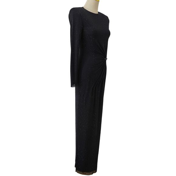 SELF PORTRAIT Black Rhinestone Embellished Maxi Dress UK 8 US 4 - Picture 6 of 7